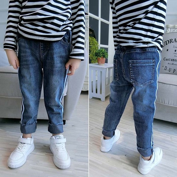 Blugi unisex pentru copii sport-casual cu buzunare adânci și margine colorată, două modele