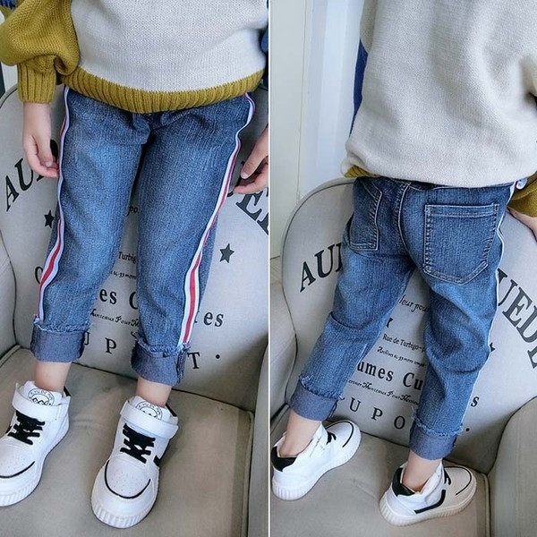 Blugi unisex pentru copii sport-casual cu buzunare adânci și margine colorată, două modele