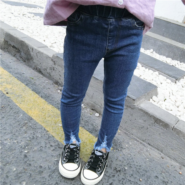 Blugi de copii delicati pentru fete cu talie inalta, potriviti pentru utilizarea de zi cu zi