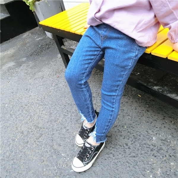 Blugi de copii delicati pentru fete cu talie inalta, potriviti pentru utilizarea de zi cu zi