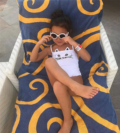 Costum de baie intreg pentru mame si fiice in negru cu aplicatie