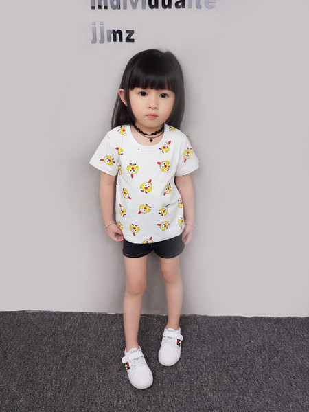 Alkalmi gyerek póló mini applikációkkal lányoknak fehér színben