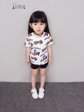 Детска тениска за момичета с апликация в бял цвят