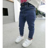 Blugi copii simpli pentru fete tip slim, potriviti pentru utilizarea de zi cu zi in doua culori