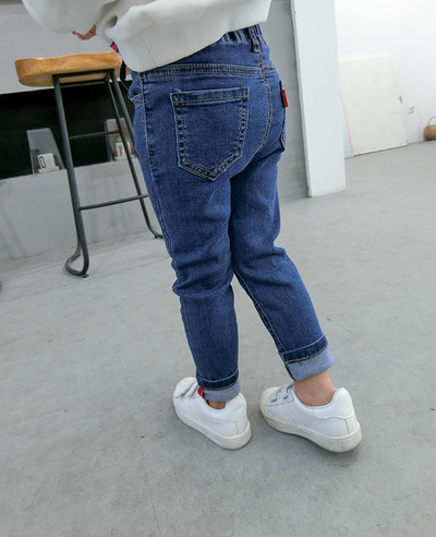 Blugi copii simpli pentru fete tip slim, potriviti pentru utilizarea de zi cu zi in doua culori