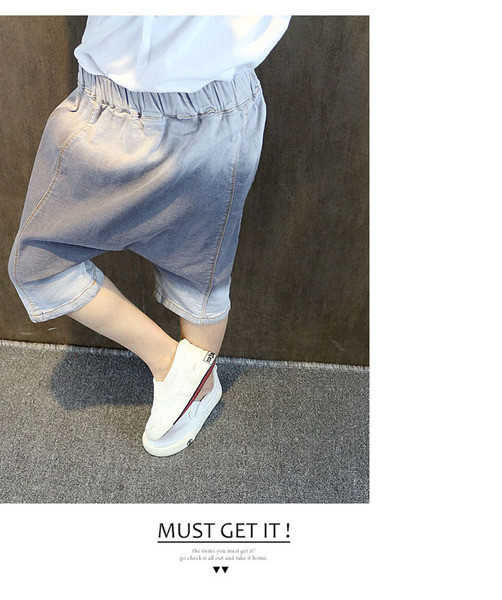 Blugi copii pentru baieti model lat cu talie elastica in culori irizate