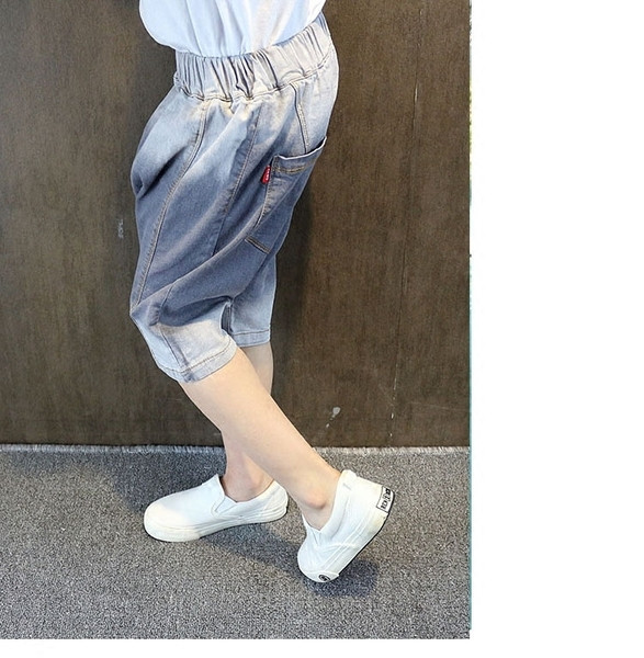 Blugi copii pentru baieti model lat cu talie elastica in culori irizate