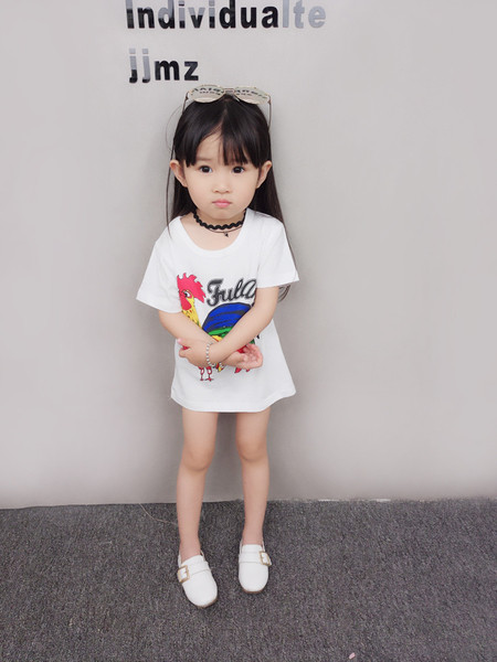 Tricou pentru fete pentru copii cu aplicație și inscripție în galben și alb