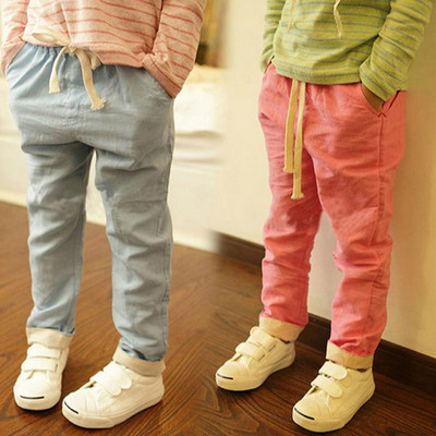 Детски дълъг панталон за момчета и момичета с джобове и връзки в три цвята