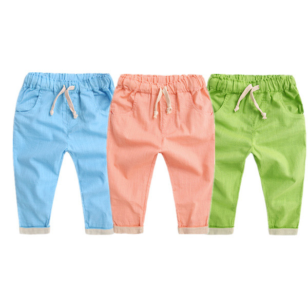 Детски дълъг панталон за момчета и момичета с джобове и връзки в три цвята