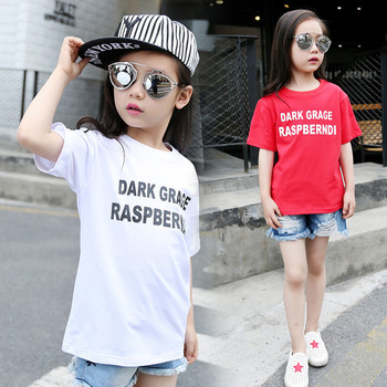 Καθημερινή παιδική μπλούζα για κορίτσια με λευκό και κόκκινο χρώμα