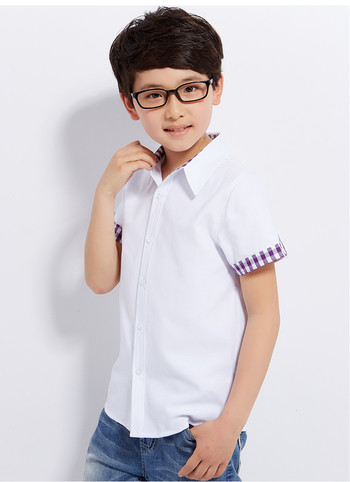 Детска стилна риза с къс ръкав за момчета в различни цветове