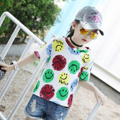 Tricou pentru copii elegant pentru fete cu imprimeu alb