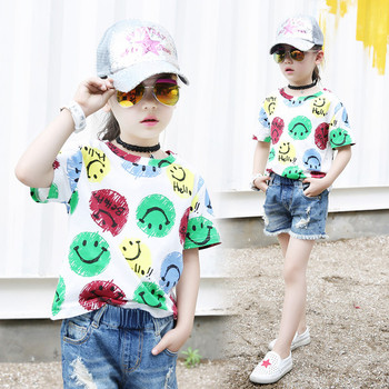 Κομψή παιδική μπλούζα για κορίτσια με λευκή εκτύπωση