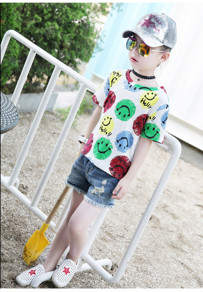 Tricou pentru copii elegant pentru fete cu imprimeu alb