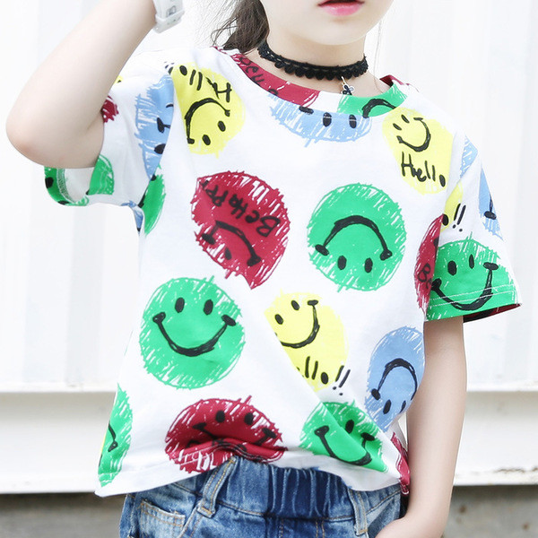 Tricou pentru copii elegant pentru fete cu imprimeu alb