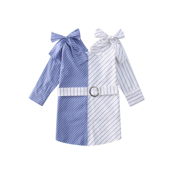 Rochie de copii eleganta pentru fete in stil liber cu doua fete si panglici decorative