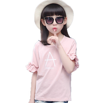 Παιδικό T-Shirt με μίνι μανίκι 3/4 σε άσπρο και ροζ χρώμα