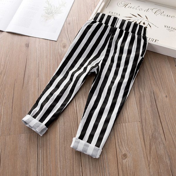 Pantaloni lungi cu dungi cu talie elastica si buzunare potriviti pentru fete si baieti