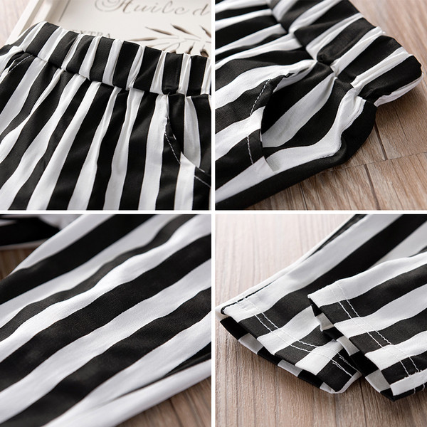 Pantaloni lungi cu dungi cu talie elastica si buzunare potriviti pentru fete si baieti