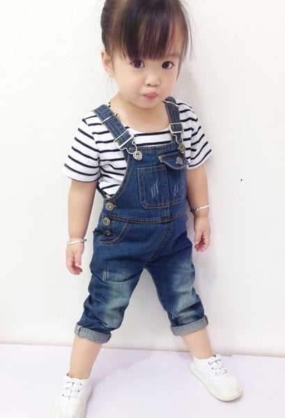 Παιδικό τζιν για κορίτσια με μπροστινή διακόσμηση τσέπης