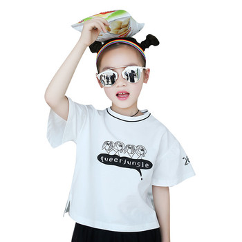 Ежедневна детска тениска за момичета с апликация в бял цвят