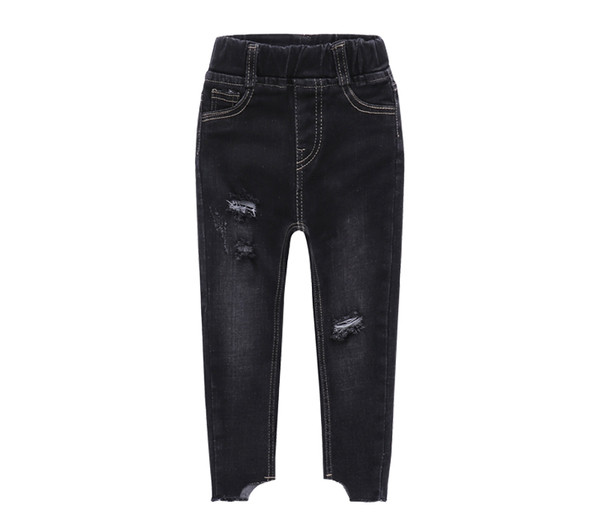 Stílusos gyermekfarmer lányoknak, magas derékkal, fekete foltokkal