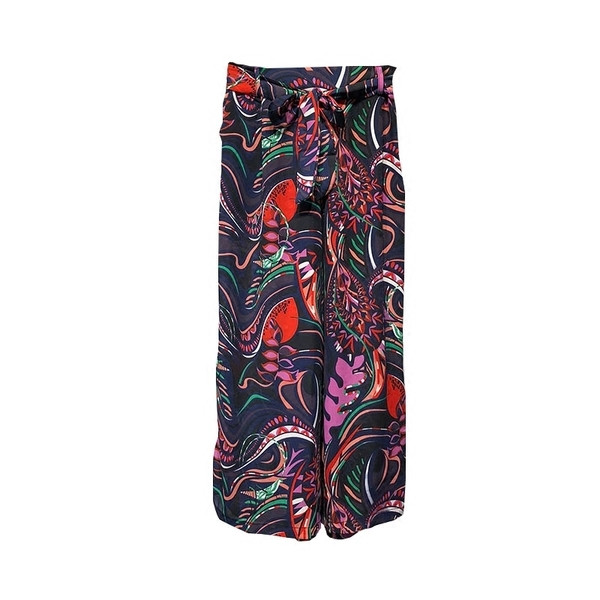 Pantaloni de dama de vara in model larg cu imprimeu floral