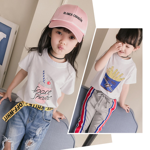 Stílusos gyermek póló rátéttel - két modell fehér színben