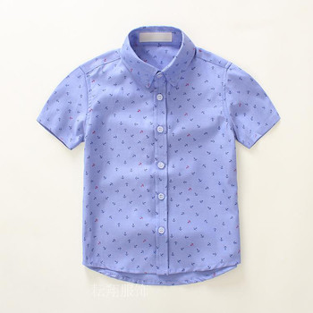 Παιδικό πουκάμισο για αγόρια με κοντό μανίκι σε ανοιχτό χρώμα