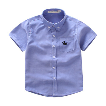 Παιδικό πουκάμισο για αγόρια με κοντό μανίκι σε ανοιχτό χρώμα