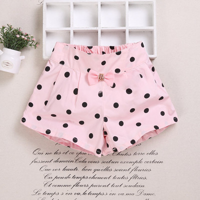 Нежни детски къси панталони за момичета с декоративна мини панделка на сърца и на точки в много и разични цветове,два модела