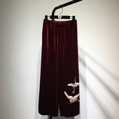 Pantaloni largi de dama moderni cu broderie