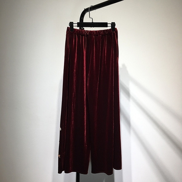 Pantaloni largi de dama moderni cu broderie