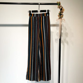 Női nyári nadrág szabad fazon magas derékkal, csíkos