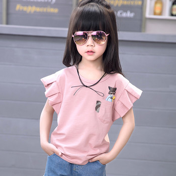 Παιδικό μπλουζάκι για κορίτσια σε λευκό και ροζ χρώμα