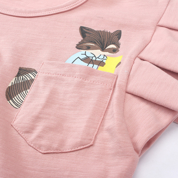 Tricou pentru fete pentru copii cu aplicatie in alb si roz