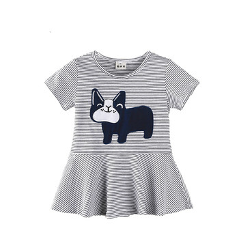 Κομψό παιδικό μπλουζάκι για κορίτσια ριγέ με δίχρωμη εκτύπωση