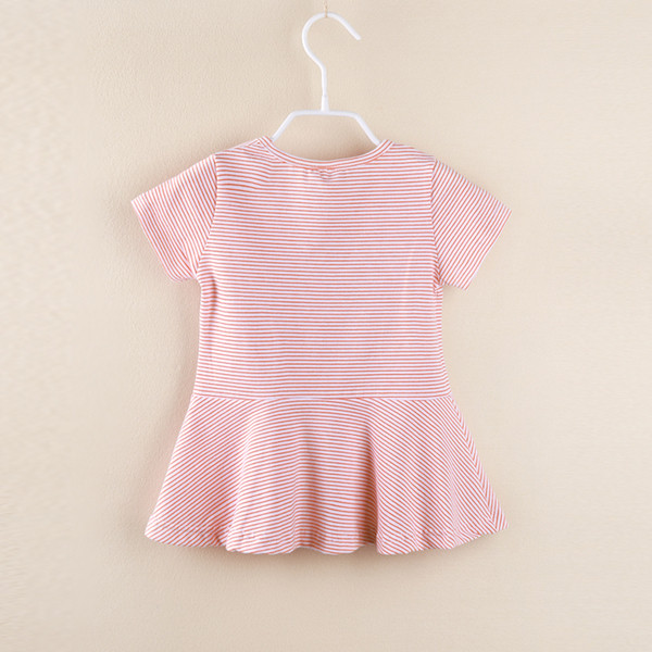 Tricou pentru copii elegant pentru fete in dungi cu imprimeu in doua culori