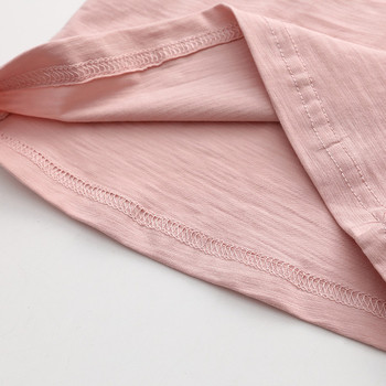 Παιδικό t-shirt για κορίτσια με κολάρο σε σχήμα O, γραμμένο σε λευκό και ροζ χρώμα