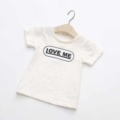 Tricou pentru fete pentru copii cu guler în formă de O cu inscripție în alb și roz