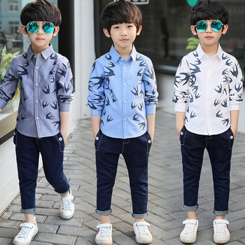 Детска риза с дълъг ръкав за момчета в различни цветове и щампа