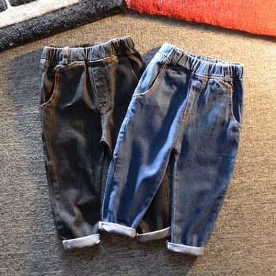 Детски дънки за момчета в два цвята с ластична талия и джобове