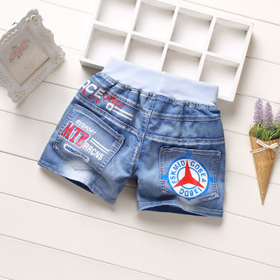 Детски къси дънки за момичета с декоративни маниста, бродерия и щампа