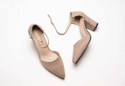 Дамски заострени велурени обувки с различна височина на тока-7см/5см