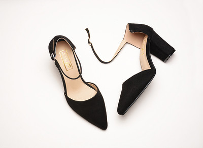 Дамски заострени велурени обувки с различна височина на тока-7см/5см