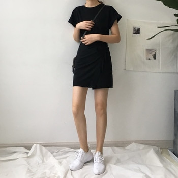 Sport - rochie casual de dama cu maneci scurte de culoare neagra