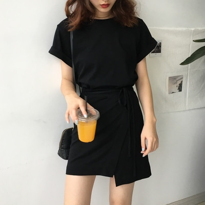 Sport - rochie casual de dama cu maneci scurte de culoare neagra