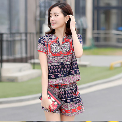 Дамски летен гащетизон с висока талия, джобове и копчета