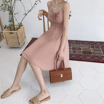 Rochie de dama eleganta cu decolteu in V in doua culori